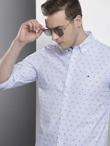 Tommy Hilfiger Slim Fit Striped Fil Coupe Pure Cotton Casual Shirt