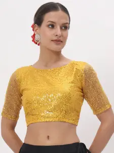 studio rasa Sequinned Embellished Net Saree Blouse
