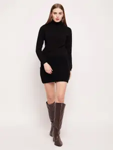 Madame High Neck Pure Wool Knitted Top With Skirt & Jacket