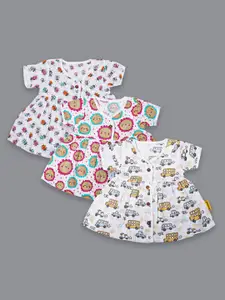 Born Babies Infant Girls Pack of 3 Print Organic Cotton A-Line Dress