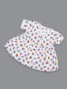Born Babies Girls Floral Printed Organic Cotton A-Line Dress