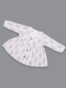 Born Babies Infants Girls Conversational Printed Organic Cotton A-Line Dress