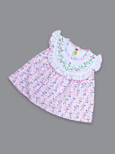 Born Babies Infant Girls Floral Print Cotton A-Line Dress
