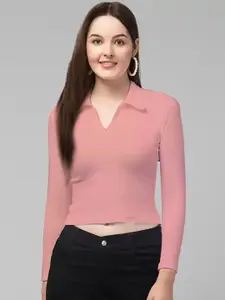 Dream Beauty Fashion Peach-Coloured Shirt Style Top