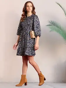 all about you Floral Print Puff Sleeve A-Line Mini Dress
