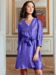 all about you Waist Tie-Up A-Line Satin Finish Dress