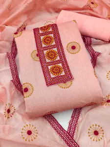 MANVAA Peach-Coloured Embroidered Unstitched Dress Material