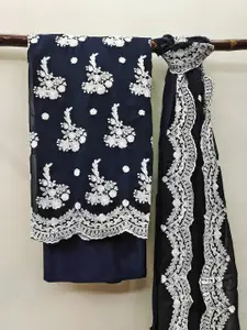 MANVAA Ethnic Motifs Embroidered Silk Georgette Unstitched Dress Material