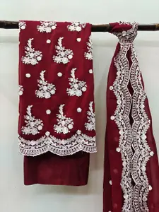 MANVAA Embroidered Silk Georgette Unstitched Dress Material