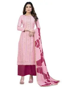 MANVAA Ethnic Motifs Printed Gotta Patti Detail Unstitched Dress Material