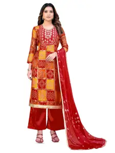 MANVAA Bandhani Printed Pure Cotton Unstitched Dress Material