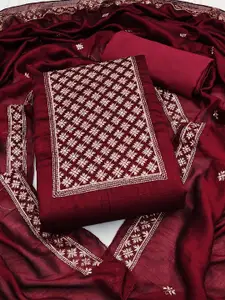 MANVAA Ethnic Motifs Embroidered Pure Silk Unstitched Dress Material