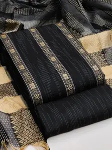 MANVAA Black Unstitched Dress Material