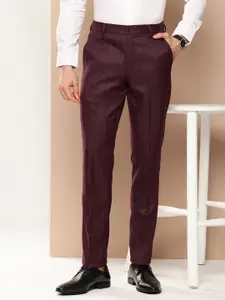 INVICTUS Men Adjustable Waistband Checked Slim Fit Formal Trousers