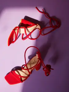 JM Looks Red Block Sandals