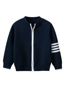 StyleCast Boys Navy Blue Mock Collar Insulator Cotton Open Front Jacket