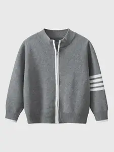 StyleCast Boys Grey Mock Collar Insulator Cotton Open Front Jacket
