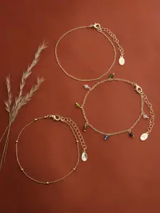 Accessorize Set Of 3 Beaded Anklets