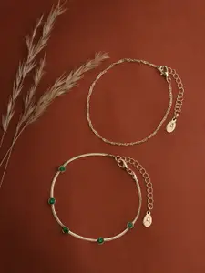 Accessorize Set Of 3 Stone-Studded Anklets