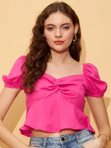 RARE Pink Sweetheart Neck Twisted Crop Top