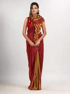 Angoshobha Red Woven Design Pure Cotton Handloom Saree