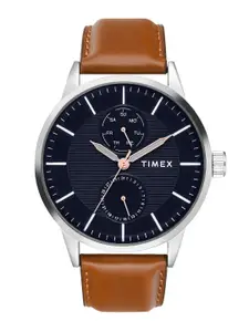 Timex Men Brass Dial Leather Straps Multifunctional Watch TWEG19912