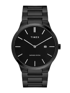 Timex Men Black Dial & Black Stainless Steel Bracelet Style Straps Analogue Watch TWEG23603