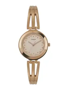 Timex Women Rose Gold-Toned Brass Dial & Rose Gold Toned Straps Analogue Watch TWTL10312