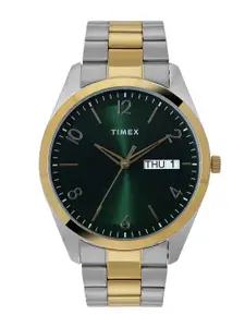 Timex Men Green Brass Dial & Multicoloured Stainless Steel Straps Analogue Watch TWTG10404