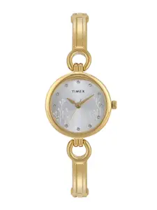 Timex Women White Brass Dial & Gold Toned Straps Analogue Watch TWEL11435