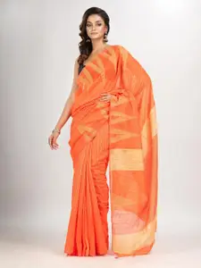 Angoshobha Orange Woven Design Handloom Saree