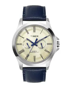 Timex Men Brass Dial & Leather Straps Analogue Watch TW000X127