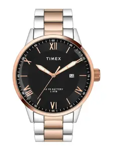 Timex Men Black Brass Dial & Multicoloured Stainless Steel Straps Analogue Watch TWEG19919