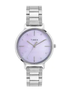 Timex Women Brass Dial & Silver Toned Stainless Steel Straps Analogue Watch TWEL15806
