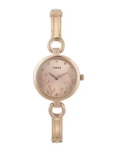 Timex Women Rose Gold-Toned Brass Dial & Rose Gold Toned Straps Analogue Watch TWEL11436
