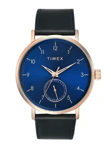 Timex Men Blue Brass Dial & Blue Leather Straps Analogue Watch TWEG20020