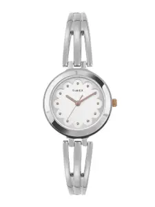 Timex Women Silver-Toned Brass Dial & Silver Toned Straps Analogue Watch TWTL10310