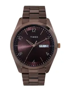 Timex Men Brown Brass Dial & Brown Stainless Steel Straps Analogue Watch TWTG10406