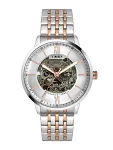 Timex Men Silver-Toned Dial & Multicoloured Stainless Steel Straps Analogue Watch TWEG23503