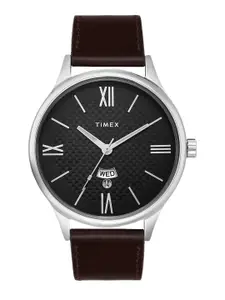 Timex Brass Dial & Brown Leather Straps Analogue Watch TWEG18426