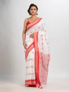 Angoshobha White Woven Design Pure Cotton Handloom Saree