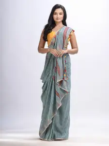 Angoshobha Blue Woven Design Pure Cotton Handloom Jamdani Saree