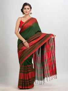 Angoshobha Green Woven Design Pure Cotton Handloom Saree