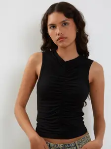 Dracht Ruched Sleeveless Cotton Top