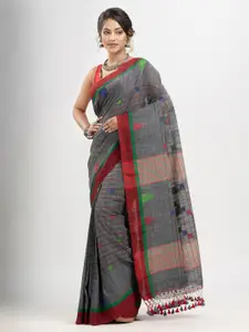 Angoshobha Grey Woven Design Pure Cotton Handloom Saree