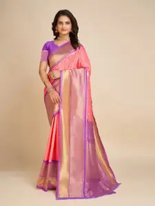 Aldwych Pink Woven Design Silk Blend Designer Banarasi Saree