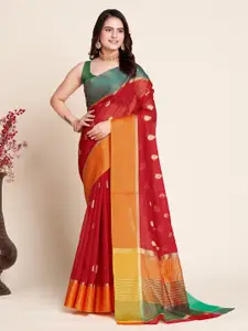 Aldwych Red Woven Design Silk Blend Designer Banarasi Saree