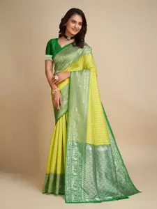 Aldwych Yellow Woven Design Silk Blend Designer Banarasi Saree