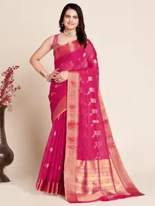 Aldwych Pink Woven Design Silk Blend Designer Banarasi Saree
