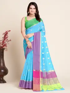 Aldwych Turquoise Blue Woven Design Silk Blend Designer Banarasi Saree
